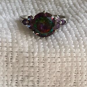 Elegant Silver and Purple Women's Ring